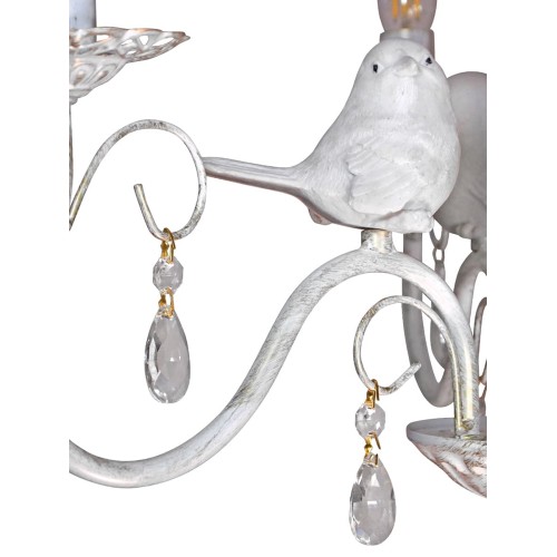 Люстра с птичками с хрусталем подвесная 5 абажуров S1294-5 Петрасвет