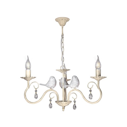 Люстра с птичками с хрусталем подвесная 3 ламп S1293-3 Петрасвет
