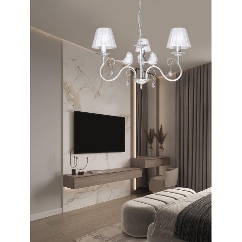 Люстра с птичками с хрусталем подвесная 3 абажура S1294-3 Петрасвет